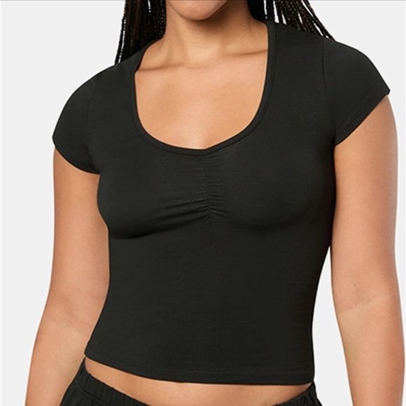NWT WeWoreWhat COTTON BLACK JERSEY RUCHED TEE
& Canvas KNIT HALTER TOP XS Bundle - Picture 2 of 9